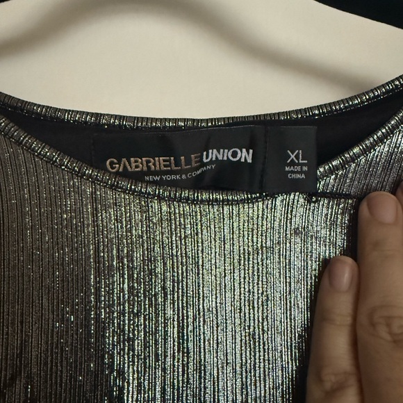 New York & Company Metallic Silver Pleated Dress - Picture 3 of 4